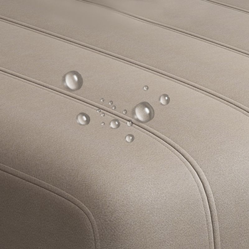 Cream Modern Faux Leather Square Arm Sofa/Sectional with Pillowed Back Cushions