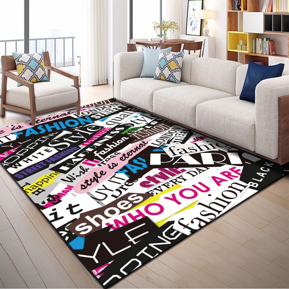 Native American Patterned Rug Multi-Colored Polyester Carpet Machine Washable Pet Friendly Non-Slip Backing Rug for Room