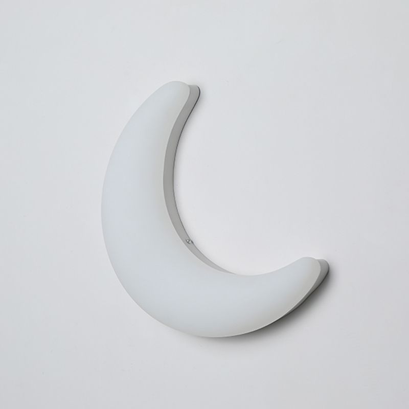 Moon Shape Wall Lamp 1-Light LED Wall Mount Lamp with Plastic Shade for Bedroom