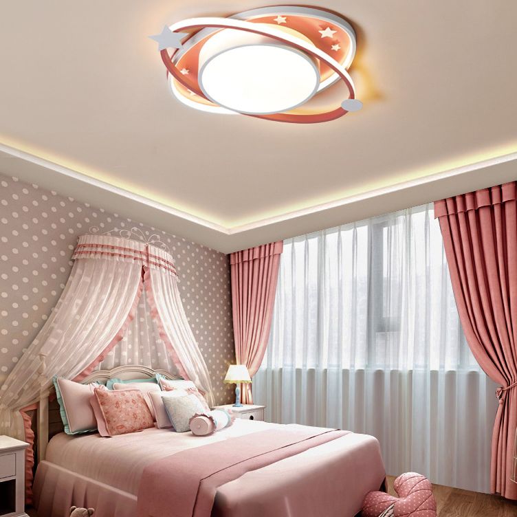 Planet Flush Mount Ceiling Light Contemporary Acrylic Ceiling Mount Light Fixture for Bedroom