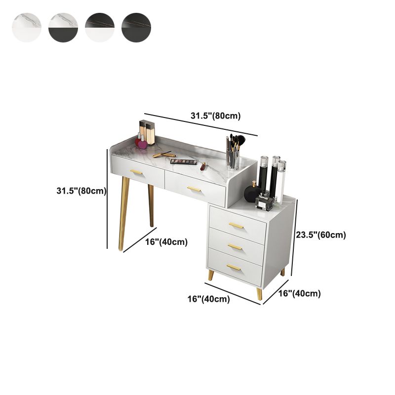 Black/White Vanity Dressing Table Set with 5 Storage Drawers