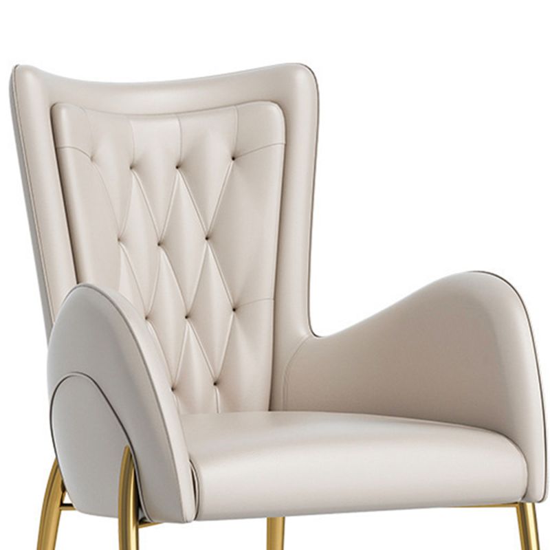 Metal Glam Style Side Chair Parsons Arm Chair with Gold Legs