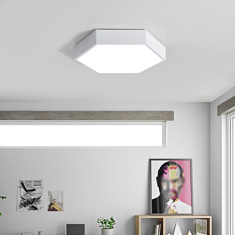 Plafonnier LED en forme d'hexagone moderne en fer macaron, 1 lumière, encastré pour chambre à coucher