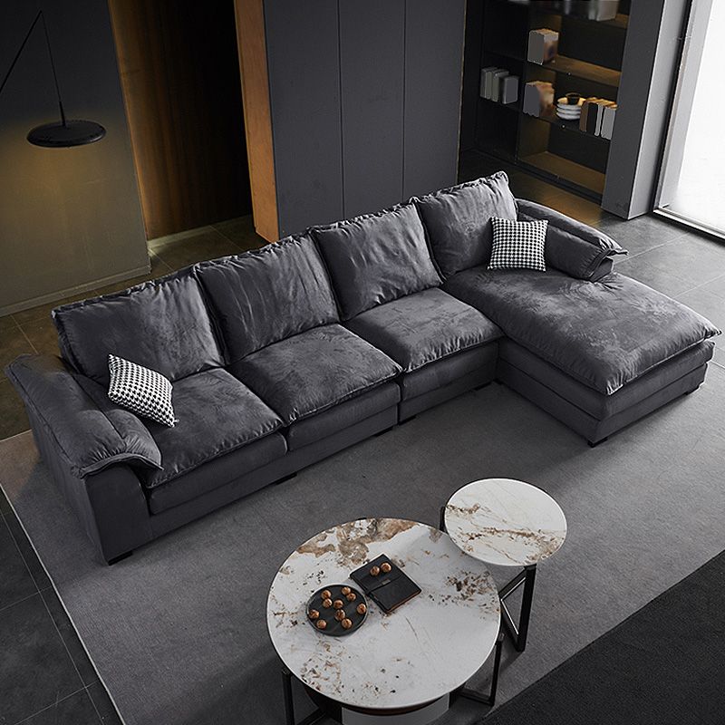 Fabric Pillow Top Arm Sectional 29.53"High Cushion Back Sofa, Black