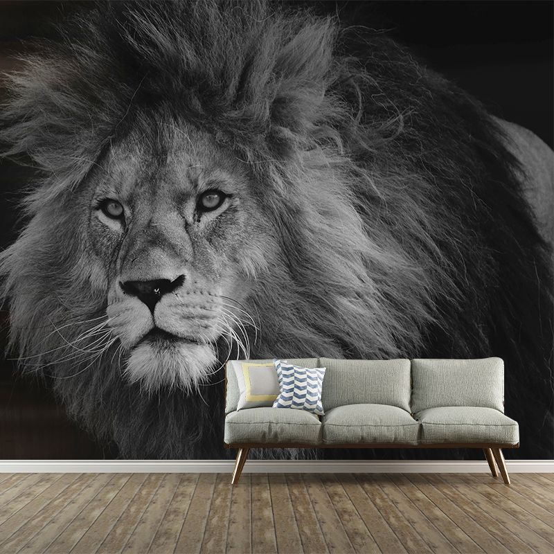 Ferocious Animal Lion Mural Decal Customized Contemporary Wall Covering