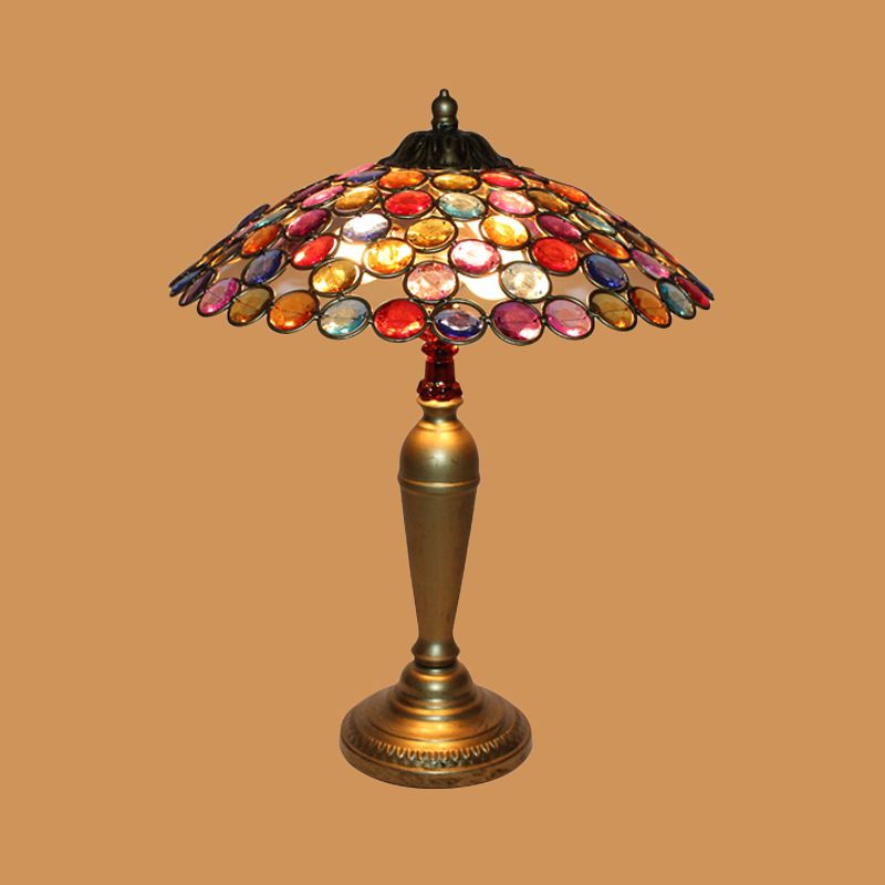 Lampada conica tradizionale da 12 "/16" 1 comodino in metallo in metallo in ottone/rame per soggiorno