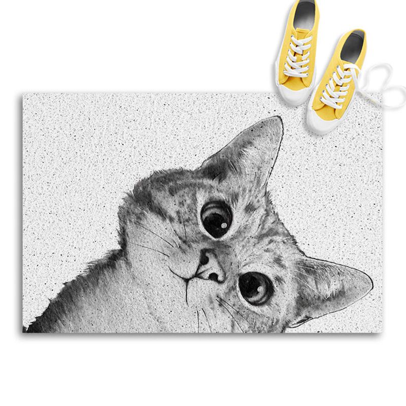 Grey Tone Home Decoration Carpet Bionic Cat Printed Area Rug Polyester with Non-Slip Backing Rug