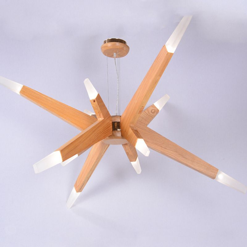 Bürge geformte Kronleuchterbeleuchtung nordisches Holz 12-Kopf-Schlafzimmer hängende Leuchte