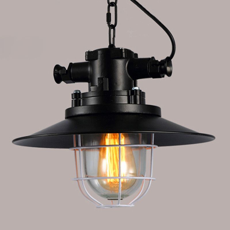 1 kit di luce in gabbia leggera retrò la luce sospesa in metallo industriale con catena sospesa per il ristorante