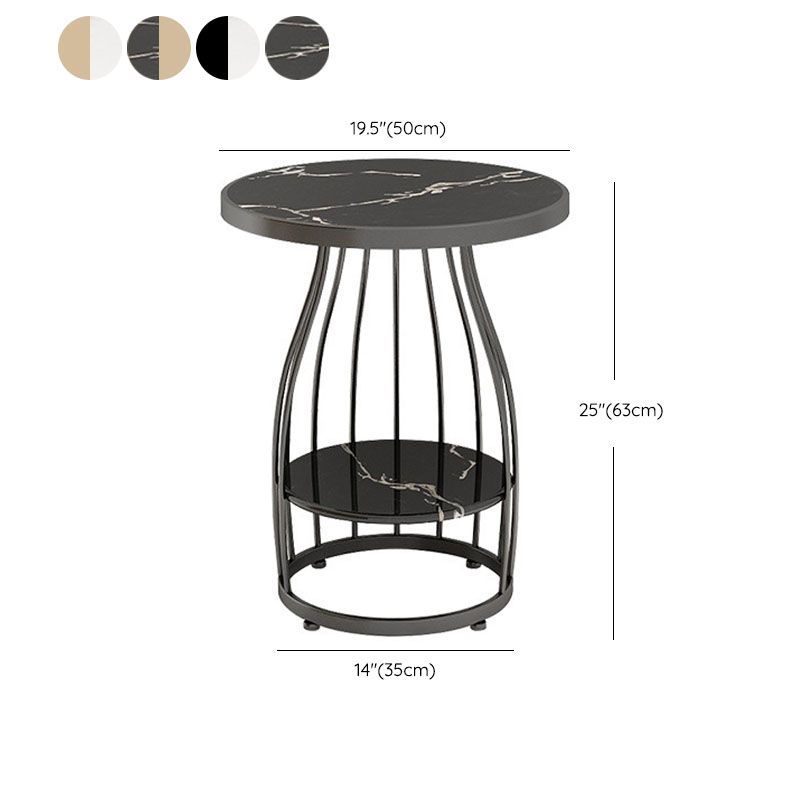 Contemporary Metal Frame End Table 24.8" Tall Slate Top Side Table