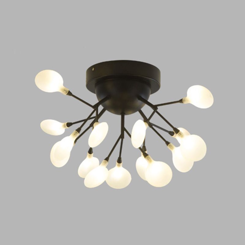 Firefly Shade LED Semi Flush Postmodern Firefly Living Room Ceiling Mount Chandelier