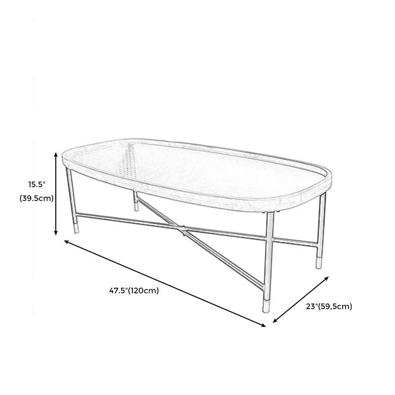 Geometric Clear Glass Coffee Table with Wood Edge 1 Single Cocktail Table