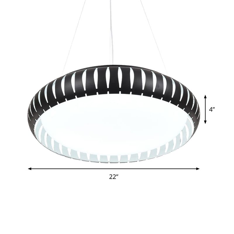 Lámpara moderna de metal de metal de techo redondo LED/negro/blanco en luz cálida/blanca/natural, 18 "/22" de ancho