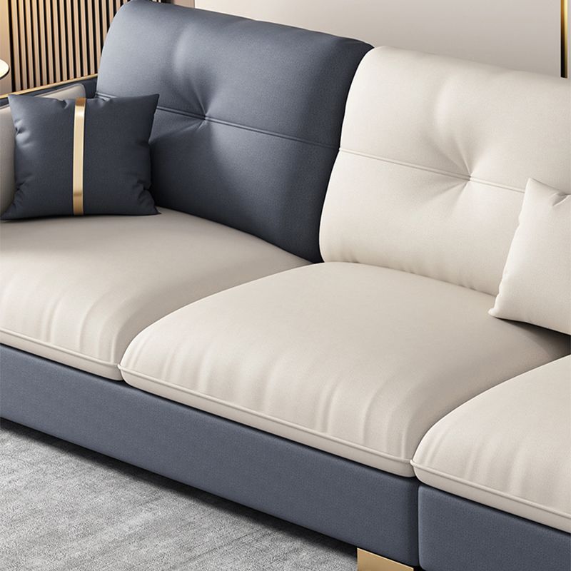 30.7"H Scandinavian Faux Leather Square Arm Sofa & Chaise for Living Room