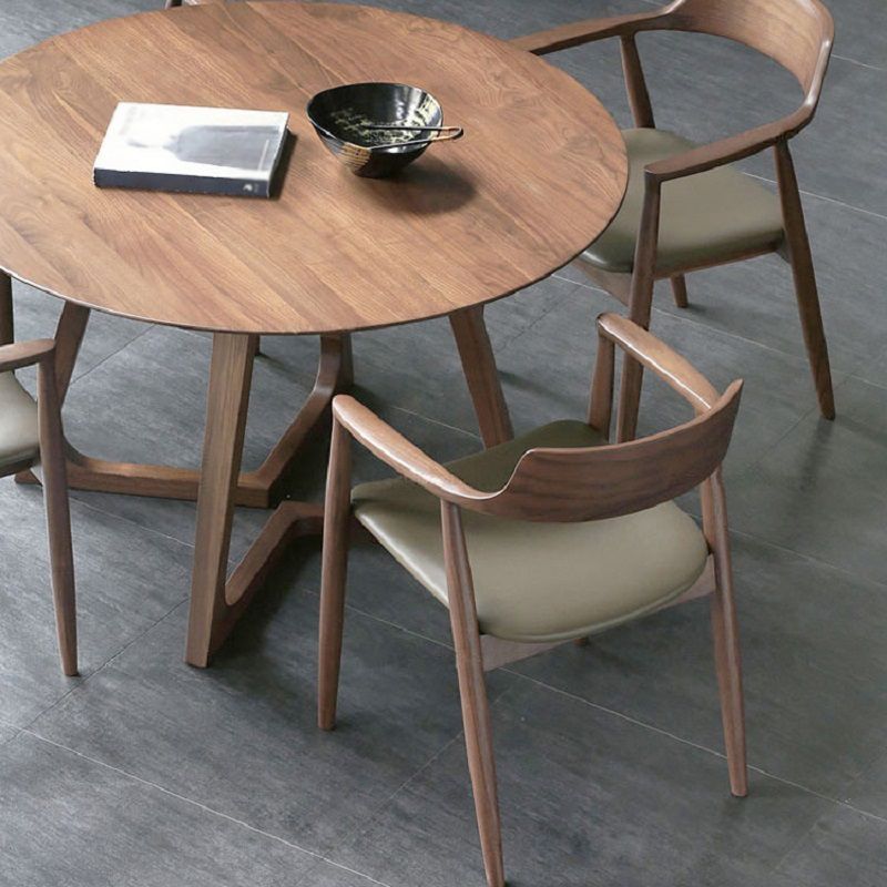 Modern Pine Wood Dining Table for Restaurant Round Table with Double Pedestal