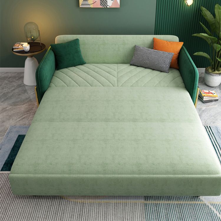 Green Cushion Back Loveseat Foldable Sleeper Sofa with Storage