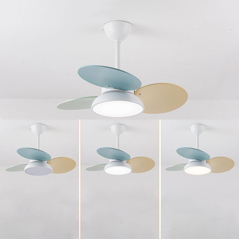 Kids Creative LED Pendant Light Wrought Iron Indoor Fan Chandelier with Acrylic Shade