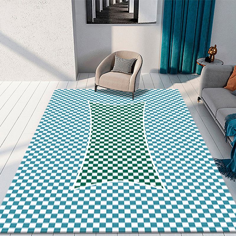 Green Modern Rug Polyester Love Pattern Rug Stain Resistant Rug for Living Room