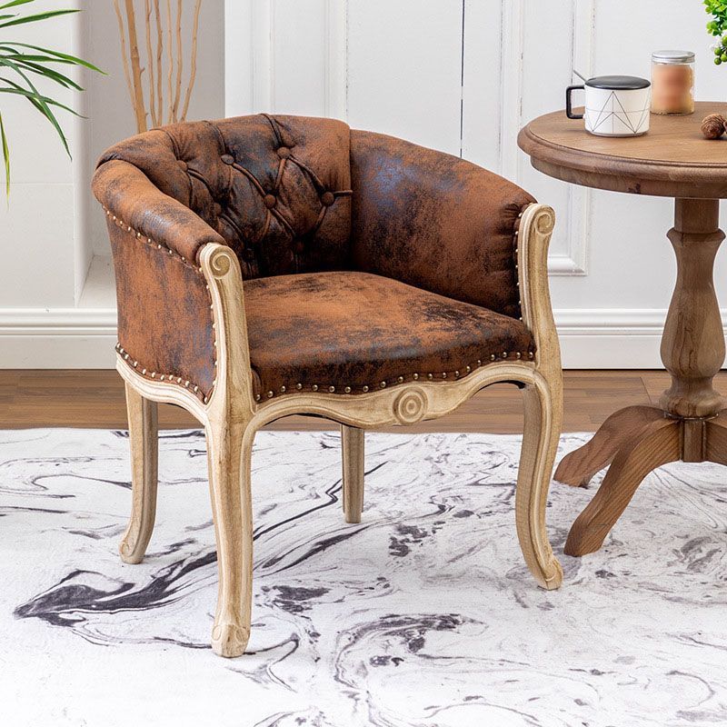 Solid Back Dining Chair Farmhouse Coffee Shop Upholstered Arm Chair