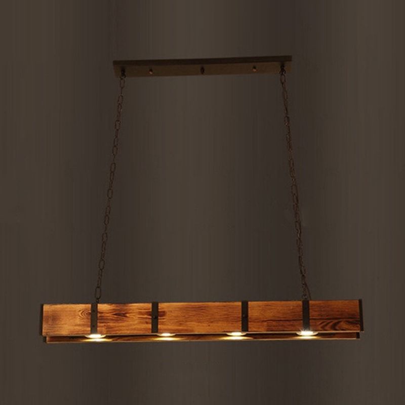 Linear Wood Island Lighting Industrial Loft Vintage Ceiling Lights for Bar