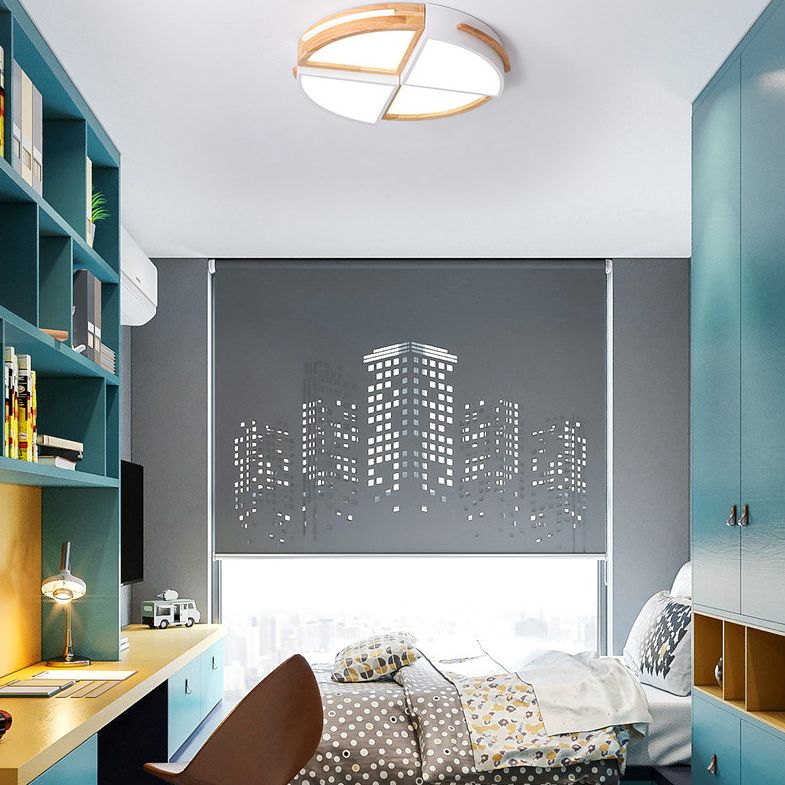 Round Color-Block Flush Ceiling Light Fixture Macaron Acrylic Bedroom LED Flush Mount