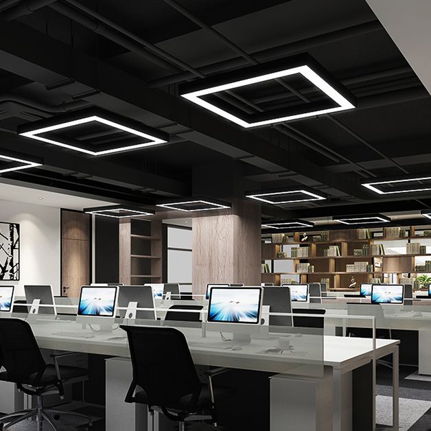 Metalen vierkante vorm hangend licht modern 1 licht spoelbevestiging verlichtingsarmaturen in zwart