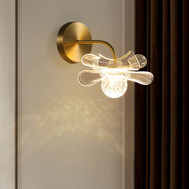 Acrylic Modern Wall Sconce Geometric Bronze Wall Mounted Light for Bedroom
