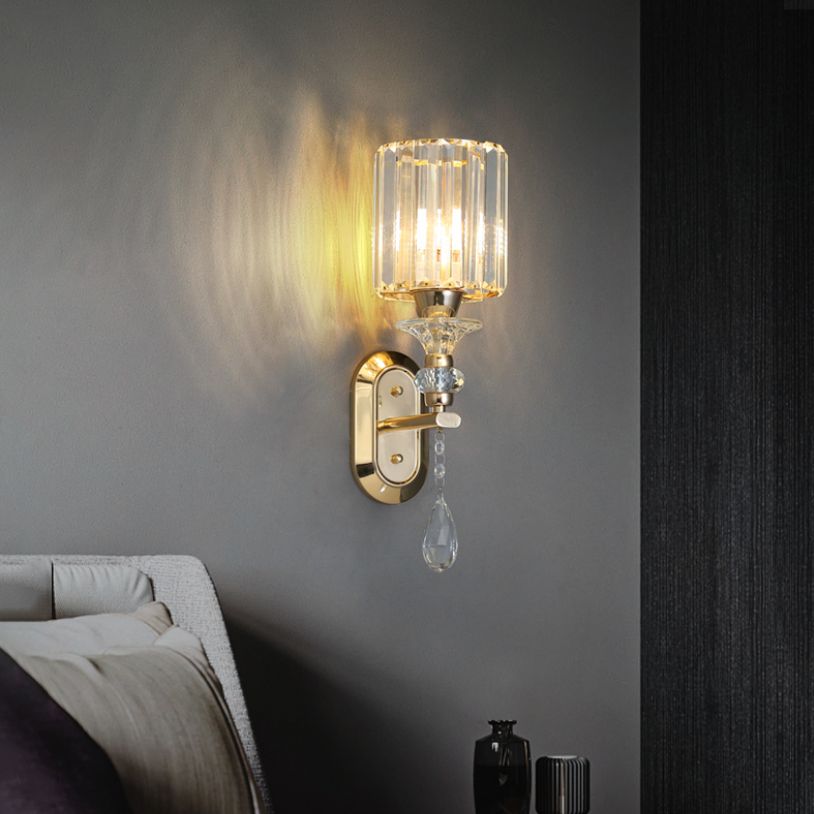 Luz de pared de cristal contemporánea Luz de apliques de 1 luz para dormitorio