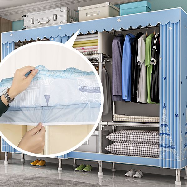 Contemporary Wardrobe Closet with Legs Steel Wardrobe Armoire