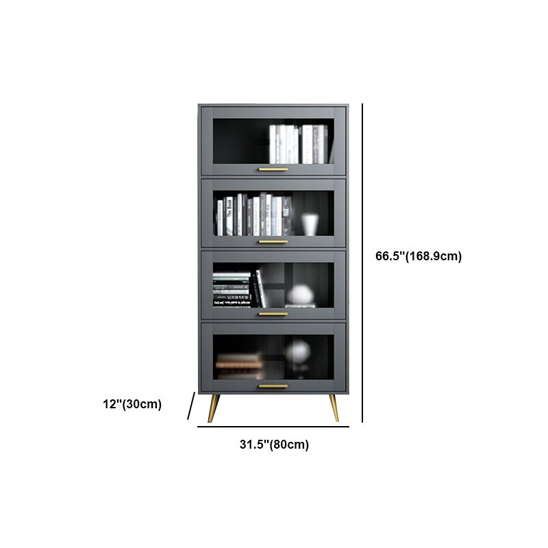 Modern Barrister Shelf Bookcase Gray Engineered Wood Bookshelf