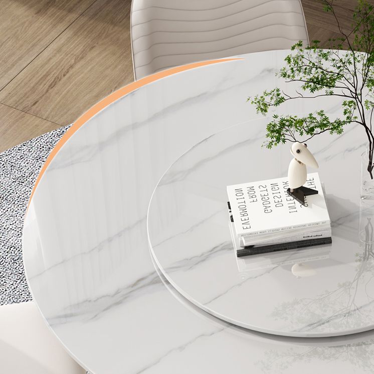 Modern Style Dining Table Round White Sintered Stone Dining Table for Home Use