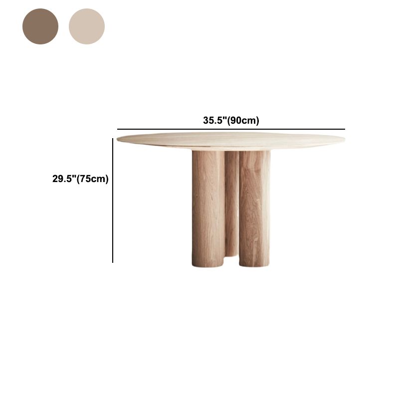 Round Dining Table Modern Wood Color Fixed Table of Pine Solid Wood