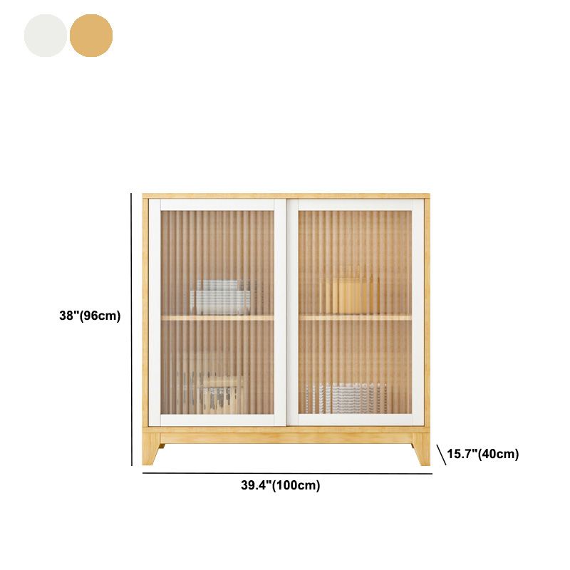 Modern Credenza Engineered Wood Sideboard Table with Sliding Glass Door