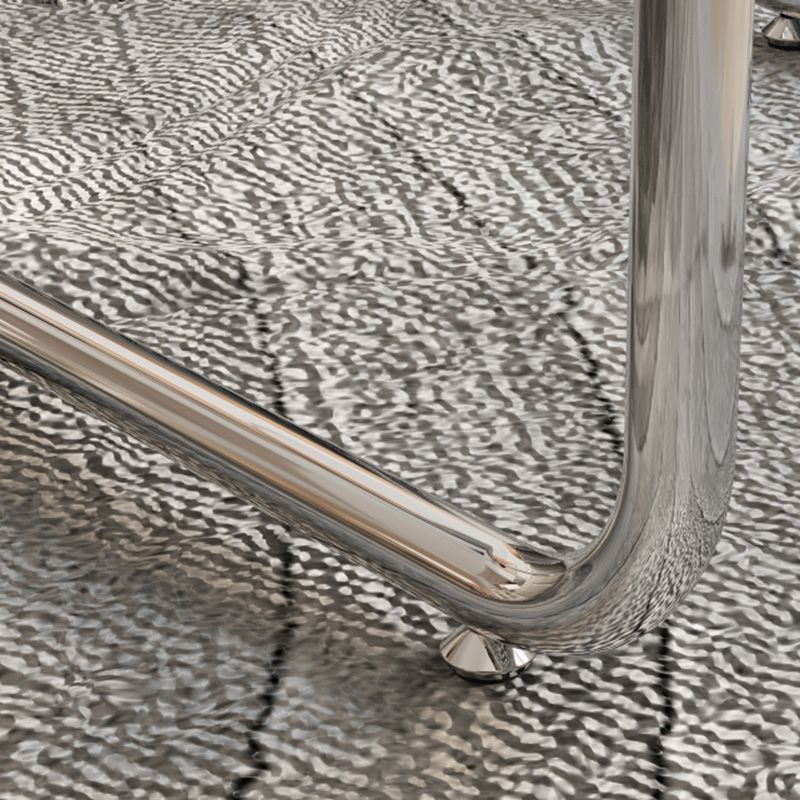 Contemporary Round Glass Top Coffee Table with Steel Sled Legs