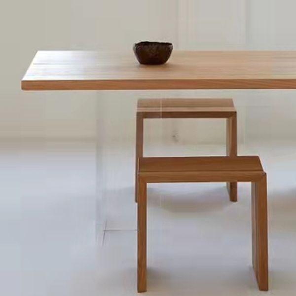 Mesa de restaurante moderna de mesa de madera de pino con base de pedestal doble acrílico
