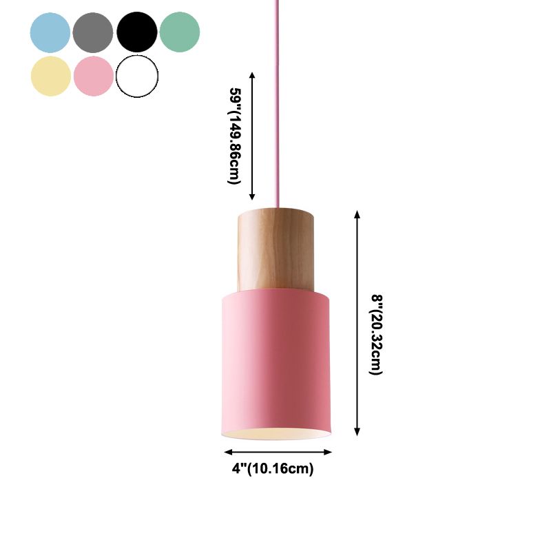 Modern Nordic Macaron Hanging Lamping Alluminio Cilindrico Light Penderant per spazi interni