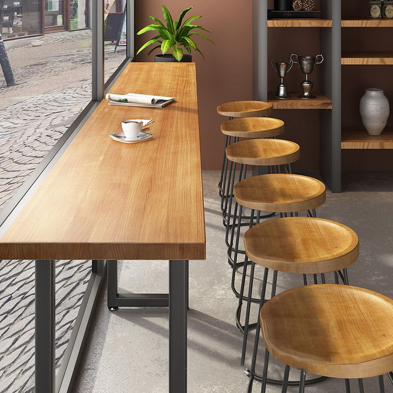 Contemporary Solid Wood Counter Stool Saddle Seat Bar Stool for Indoor