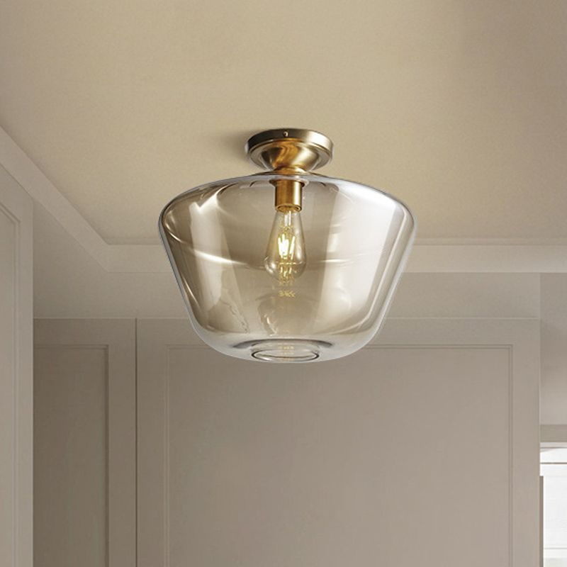 Losange encastré médiéval Cognac verre unique 9 "/ 15" large plafonnier en laiton