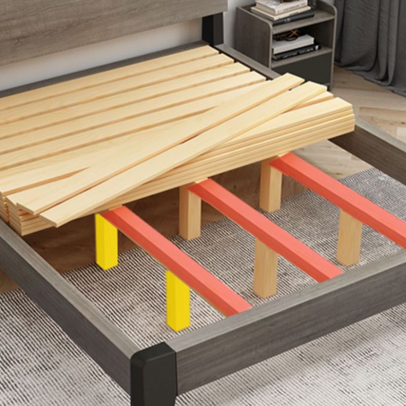 Contemporary Wood Mattress Included with Headboard Rectangular Panel Bed