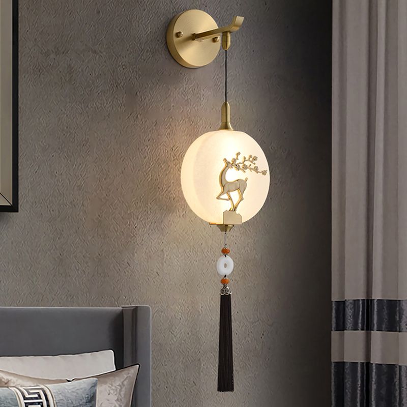 Contemporary White Shade Wall Sconce Lighting Glass Shade Wall Lamp for Living Room