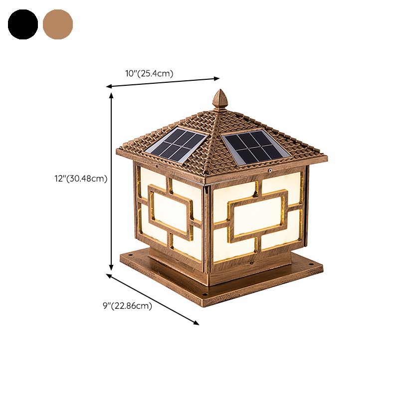 Modern Pillar Light Minimalist LED Solar Lighting Fixture with Acrylic Shade for Garden