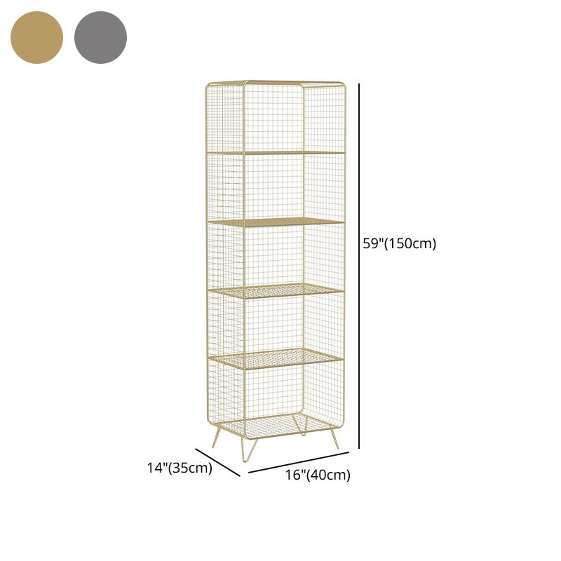 Modern Style Bookcase Vertical Metal Closed Back Bookshelf for Home