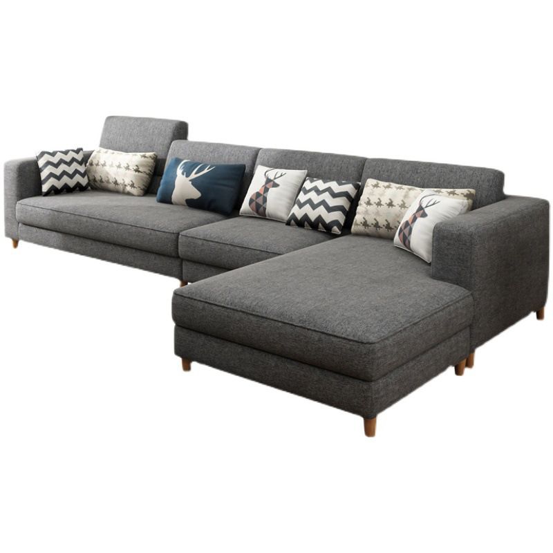 Washable Linen Sectional 129.92" L Square Arm Sectional for Living Room