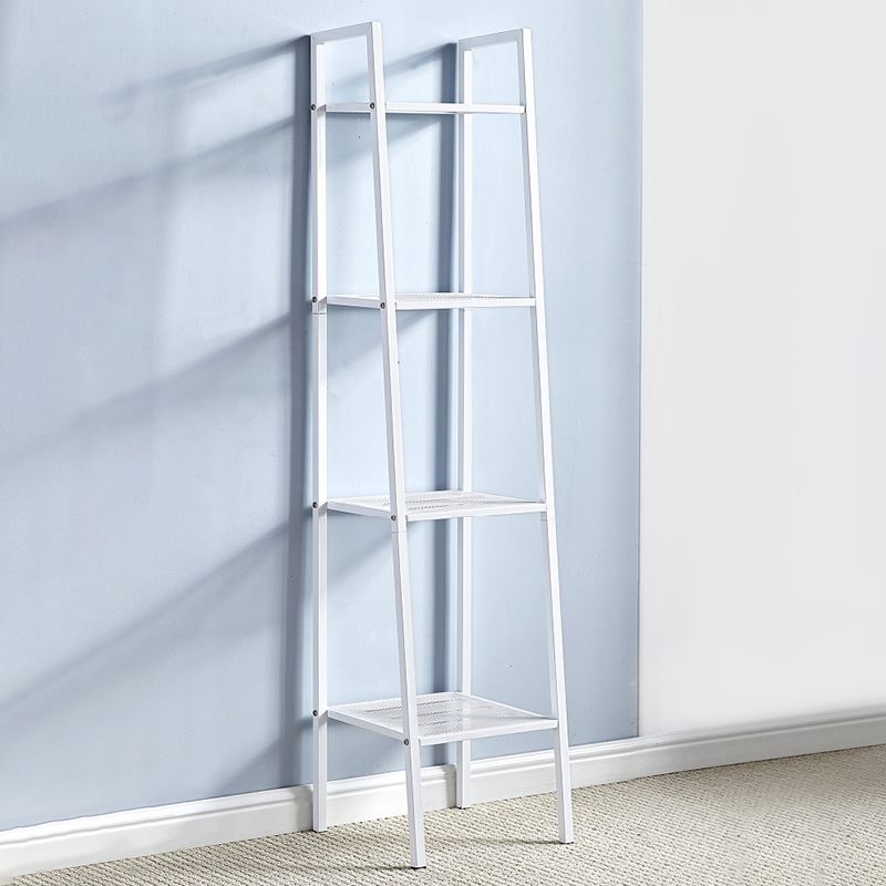 Modern Style Bookshelf Ladder Open Back Metal Bookcase for Home