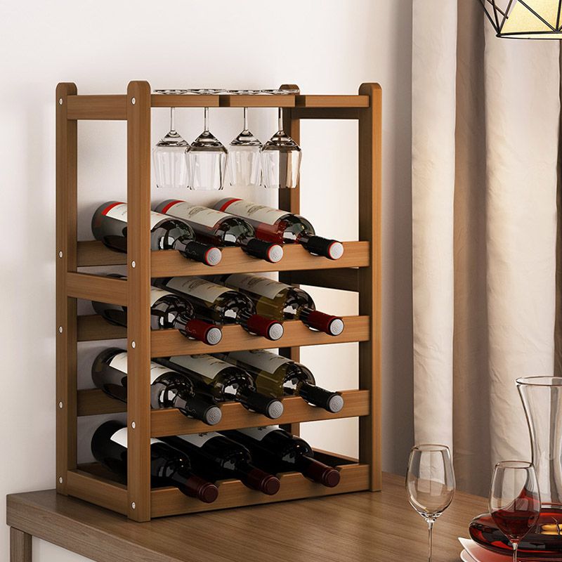 Countertop Wine Rack Solid Wood Wine Bottle Rack for Kitchen