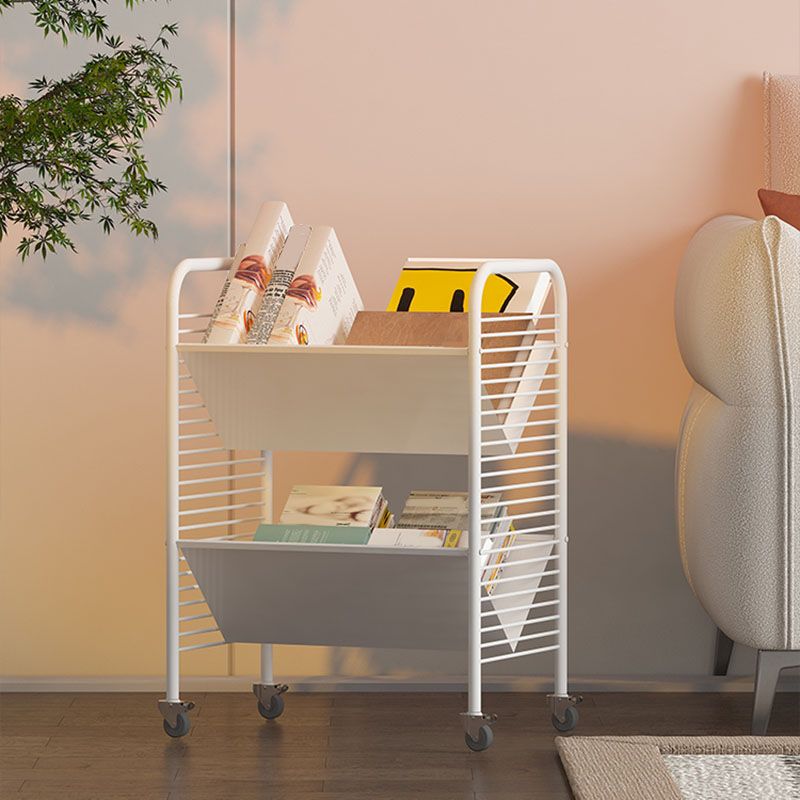 Modern Metal Bookshelf Geometric Vertical Open Shelf Bookcase in Burnish