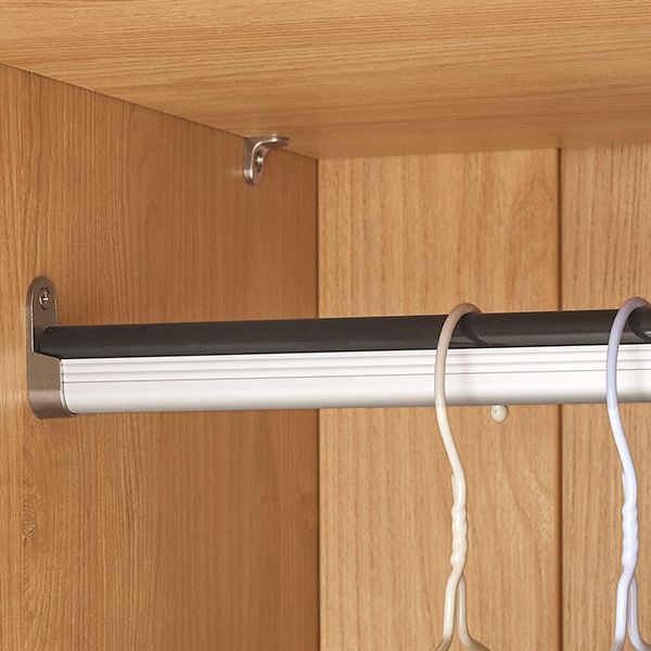 Bear Hanging Clothes Rack Brown Solid Wood Dress Up Unit with Doors