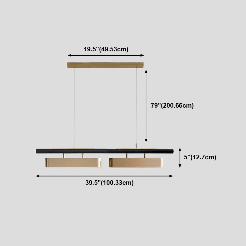 Rechteck Island Leuchte moderne Restaurant LED Hängende Lampe mit Metallschatten