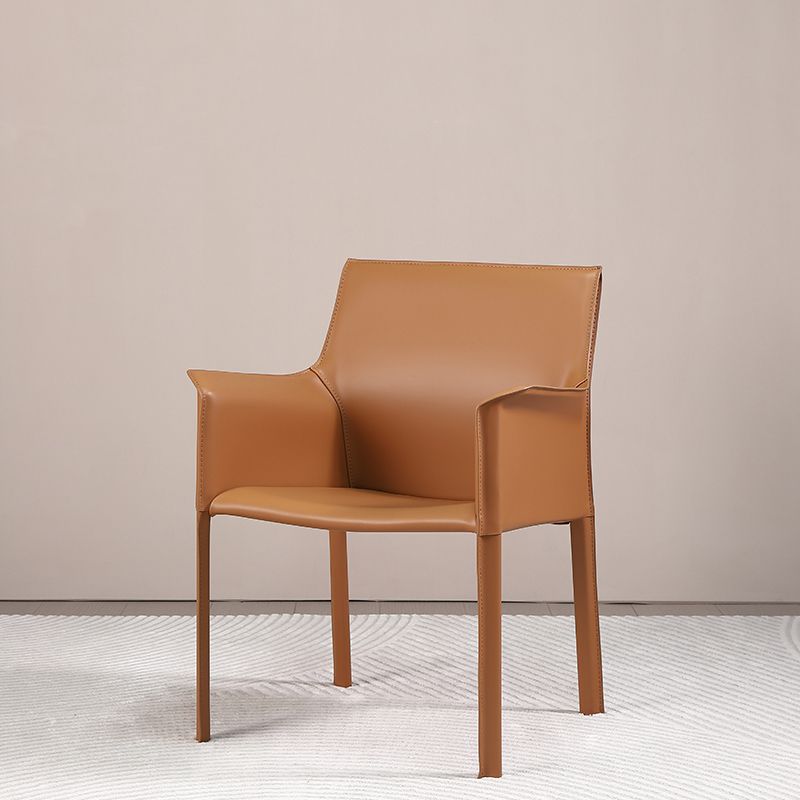 Modern Faux Leather Dining Chairs Solid Back Home Arm Side Chair