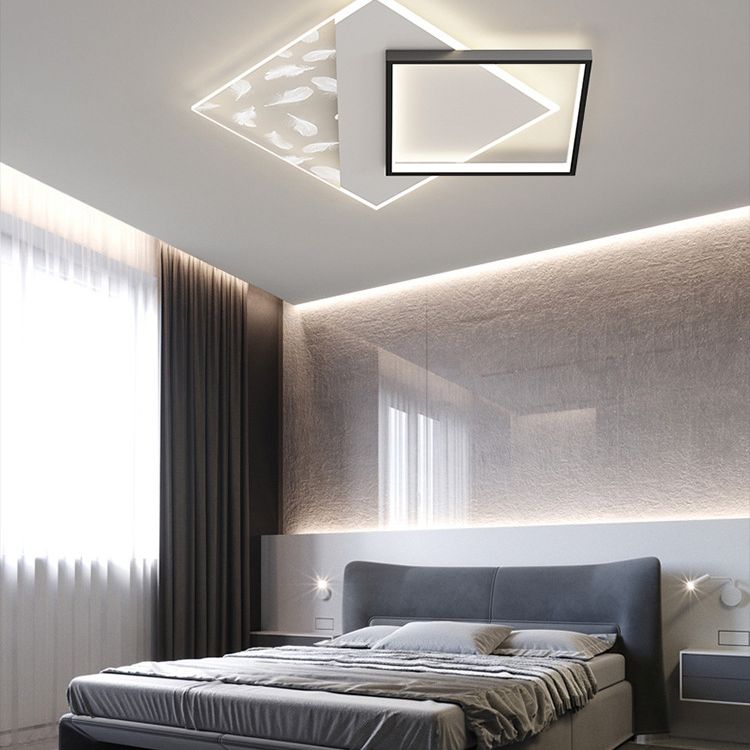 Lampe encastrée en fer forgé de plafond suspendu de salon de plume simple moderne LED